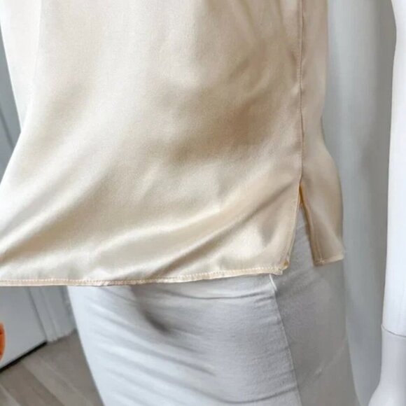 CAMI NYC Freya V Neck Silk Lace Trim Bow Shoulder Cami Top in Ceramic Ivory XXS - Picture 7 of 7